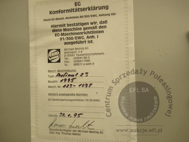 14 - Strugarka czterostronna WEINIG - Profimat – typ P23 rok prod. 1995