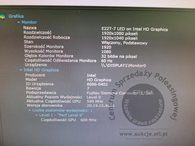 22 - Komputer stacjonarny Fujitsu E520 E85 + monitor Fujitsu