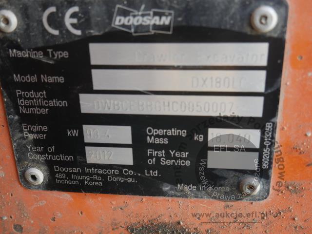 11 - Koparka gąsienicowa Doosan DX180LC 2012r.