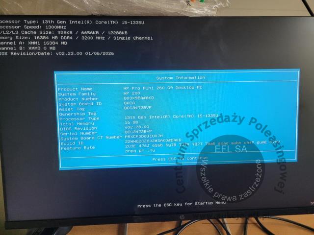 7 - Komputer HP Pro Mini 260 G9 z monitorem HP M27fe