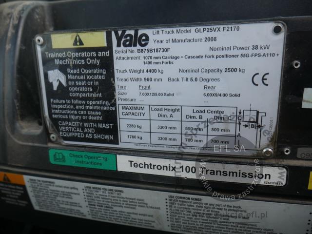 10 - WÓZEK WIDŁOWY YALE GLP25VX F2170 2008r.