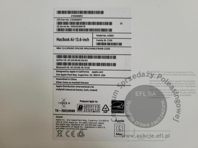7 - Komputer przenośny Apple MacBook A2681