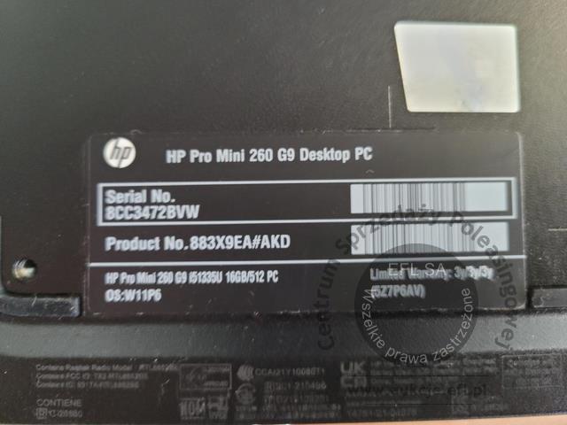 5 - Komputer HP Pro Mini 260 G9 z monitorem HP M27fe