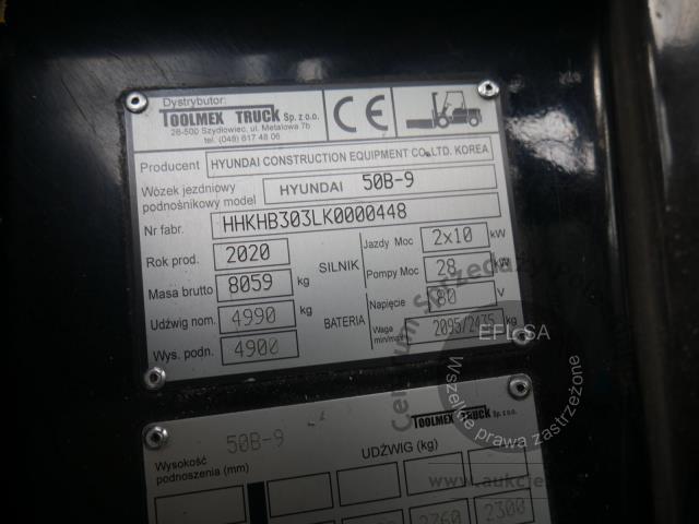 12 - Wózek widłowy elektryczny HYUNDAI 50B-9 2020r.