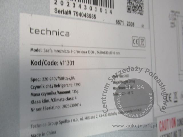 4 - Szafa mroźnicza 2 drzwiowa TECHNICA  model 411301  2023r.