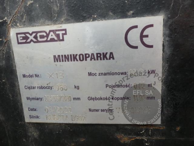 11 - Koparka EXCAT X13 nr fabryczny VT22010705 2022r.