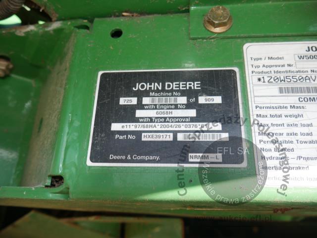 21 - EFL Finance Kombajn zbożowy John Deere  W550 2013r z hederem.