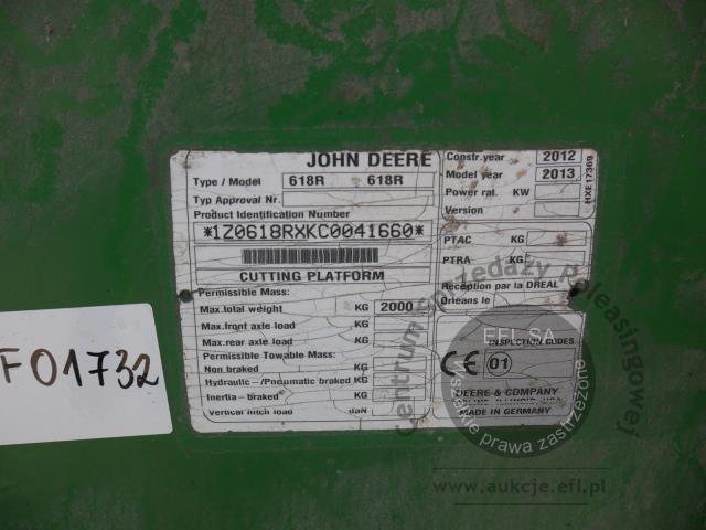 36 - EFL Finance Kombajn zbożowy John Deere  W550 2013r z hederem.