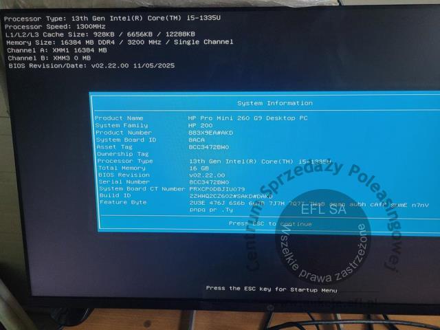 6 - Komputer HP Pro Mini 260 G9 z monitorem HP M27fe