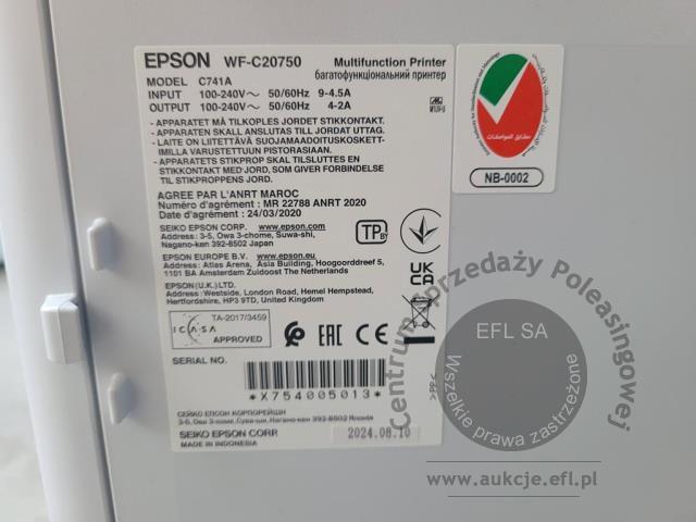 7 - Urządzenie wielofunkcyjne EPSON WF-C20750  2024r.