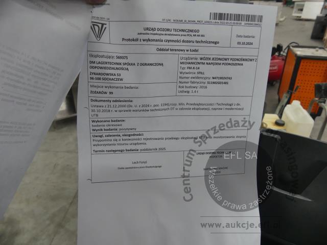 16 - Wózek widłowy elektryczny STILL FM-X14 2016r.