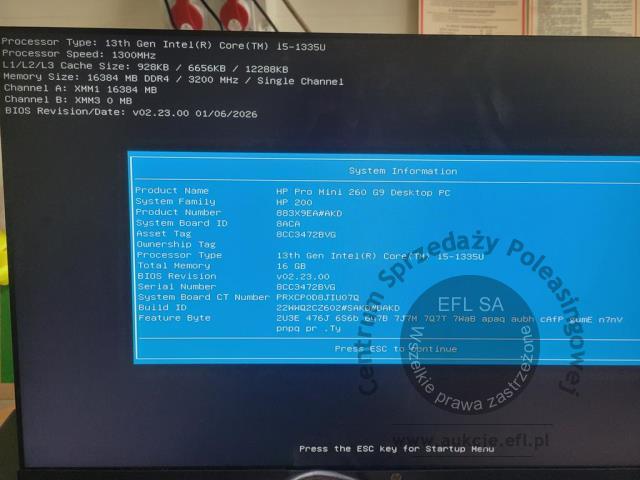 13 - Komputer HP Pro Mini 260 G9 z monitorem HP M27fe