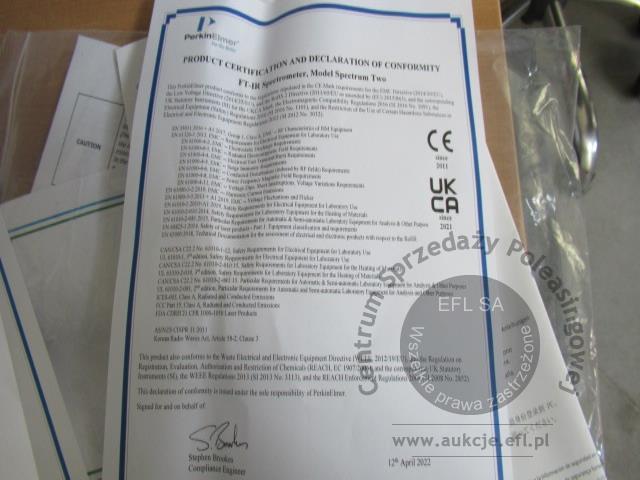 21 - Sprzęt laboratoryjny spektrometr FT-IR Perkin Elmer
