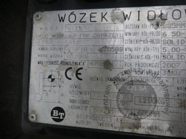 15 - Wózek widłowy BT GT15 Tonero 2007r.