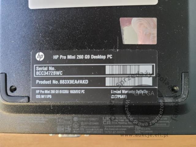 2 - Komputer HP Pro Mini 260 G9 z monitorem HP M27fe