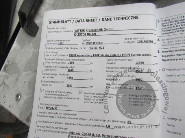 18 - Elementy suwnicy natorowej - dwuszynowej  VETTER K