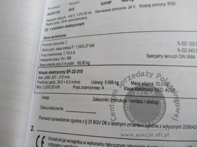 20 - Elementy suwnicy natorowej - dwuszynowej  VETTER K