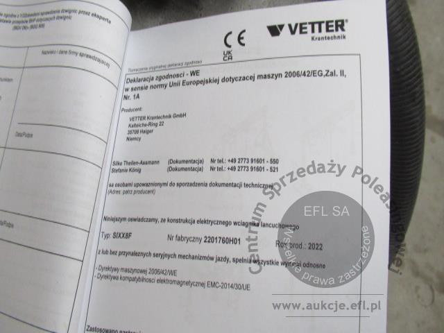 23 - Elementy suwnicy natorowej - dwuszynowej  VETTER K