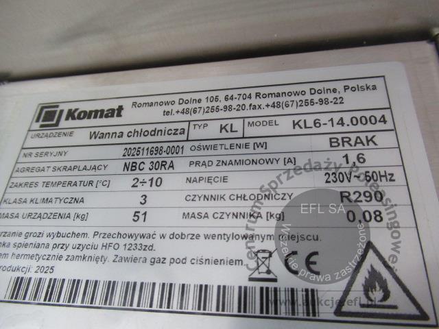 14 - Wanna chłodnicza KOMAT model KL6-14.0004 , Nadstawka z szybą giętą KOMAT KNP-03
